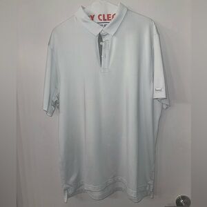 Nike Men Large Dri Fit White/light Grey Stripped Polo (Poly/Spandex)